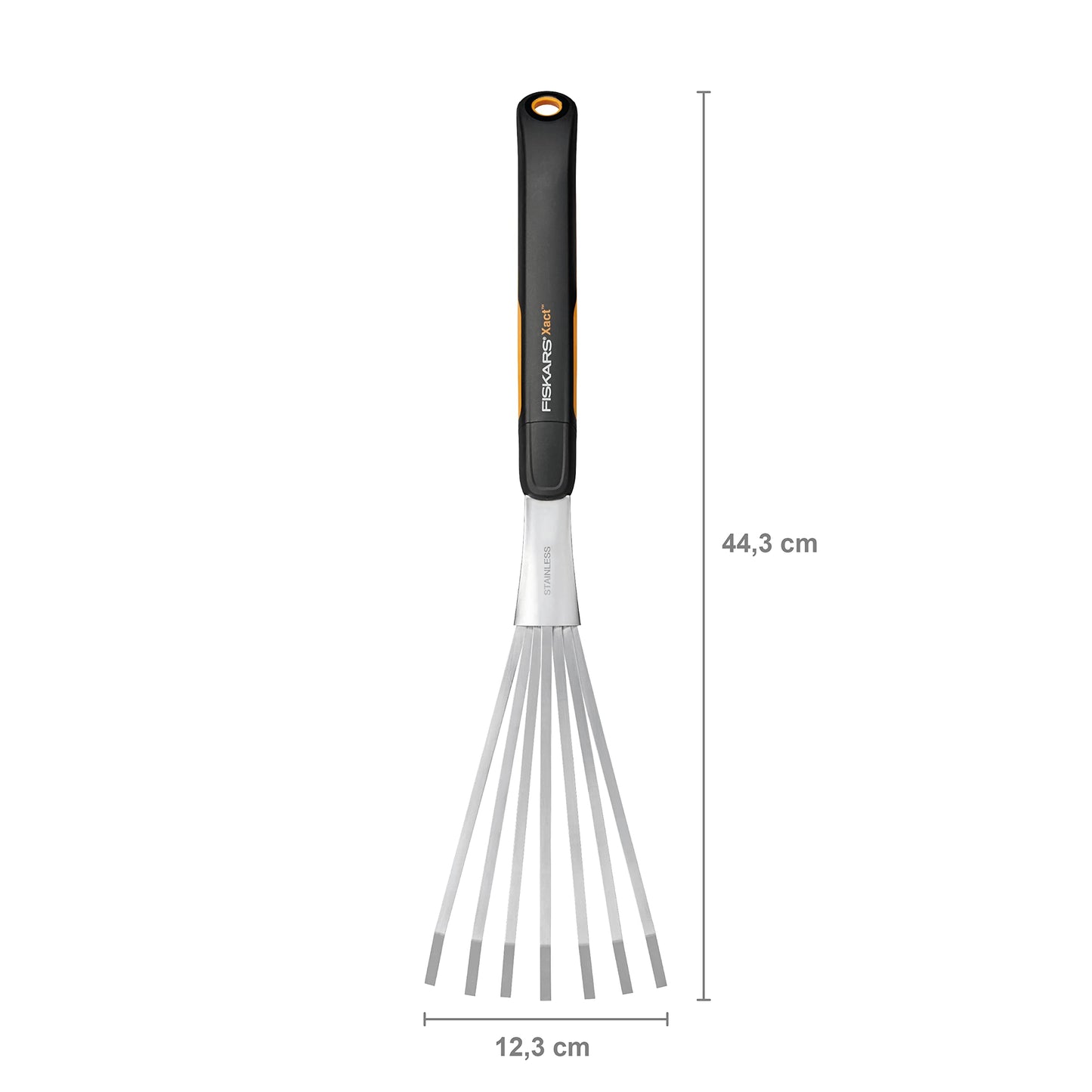Fiskars Xact Hand rake, Length: 44.3 cm, Width: 12.5 cm, Black/Orange, Stainless Steel/Plastic, 1027044