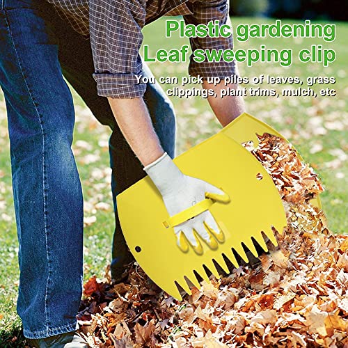 GardenHOME Garden and Yard Leaf Scoops Hand Rakes, Large Sized Leaf Grabbers, Leaf Collector,1 Pair (Yellow)