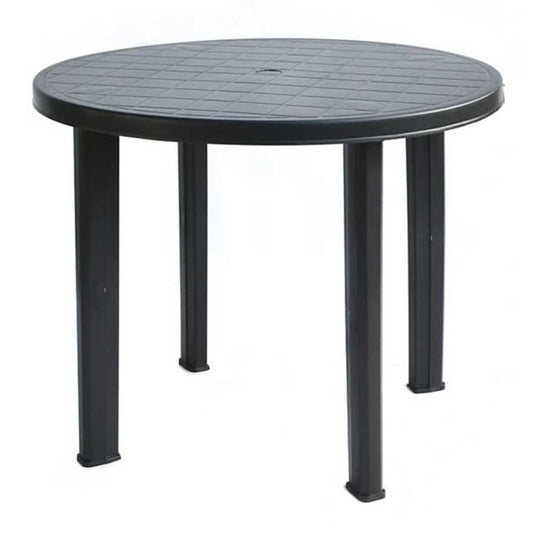 URBNLIVING 90cm Round Black Outdoor Bistro Drinks Table Plastic Garden Patio Dining Furniture Outdoor Side Table