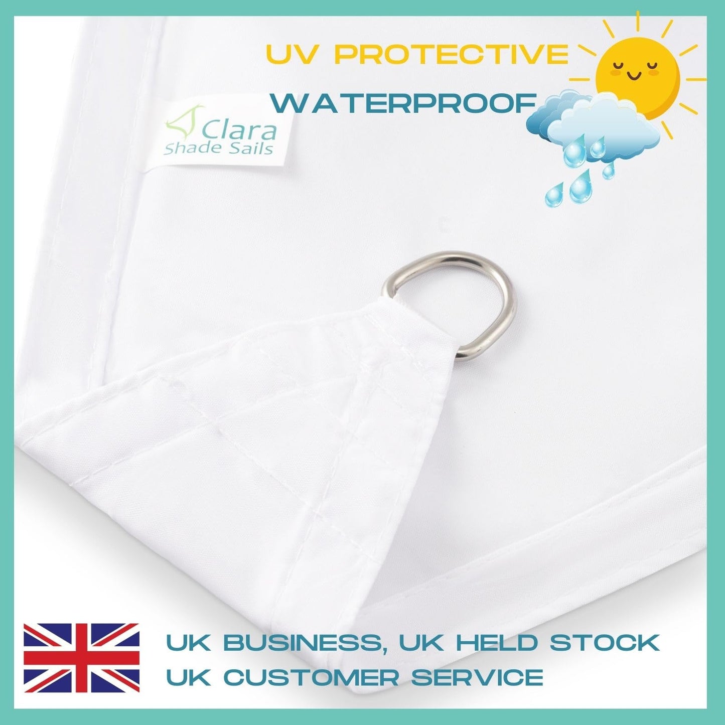 Clara Shade Sails - White Rectangle 3x4m Sun Shade Sail, Conservatory Sail Shades, Pergola Canopy, Garden Sail Canopy Waterproof, Patio Gazebo, Garden Tent, Outdoor Sun Sail Shade, Garden Awning