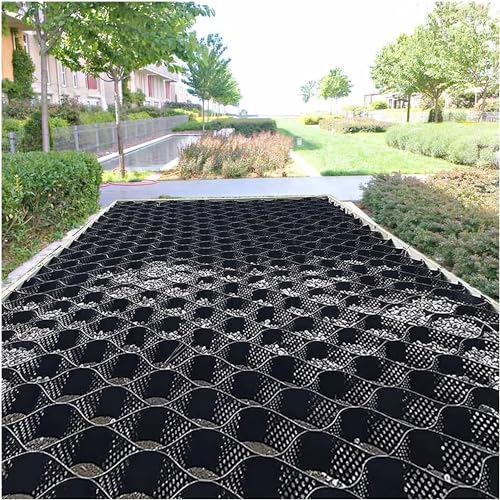 RUTAVM Grid Paving Stabiliser, Permeable Paving System Ground Grid For Car Park Slopes Driveways Footpaths (Color : Schwarz, Size : 8m x 6m (26ft x19.5ft))