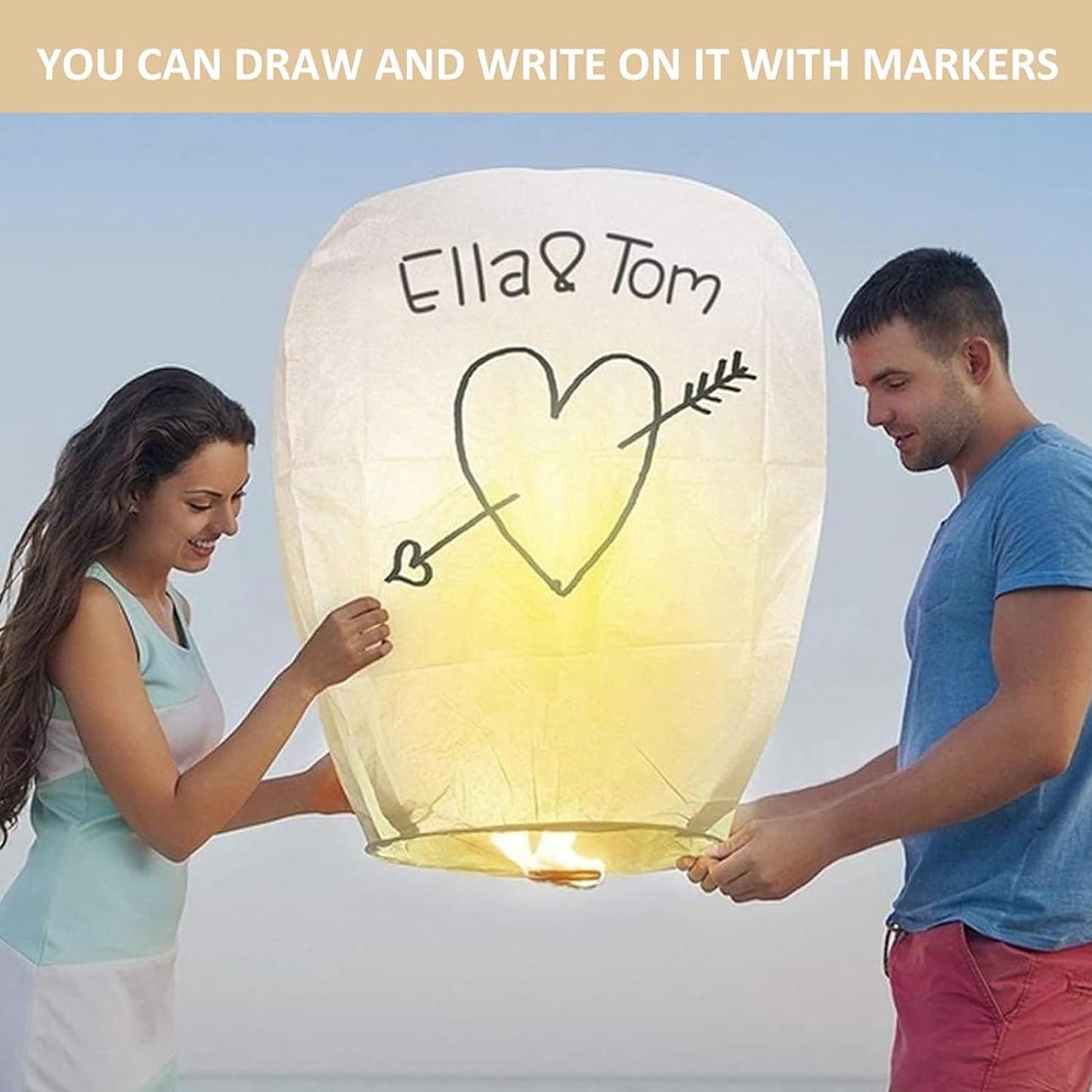 Sky Chinese Lanterns 10Pack Sky to Release in Memory Love Color Large Memorial Paper Lanterns Birthday Wedding Funeral Christmas to Make Wishes (White)