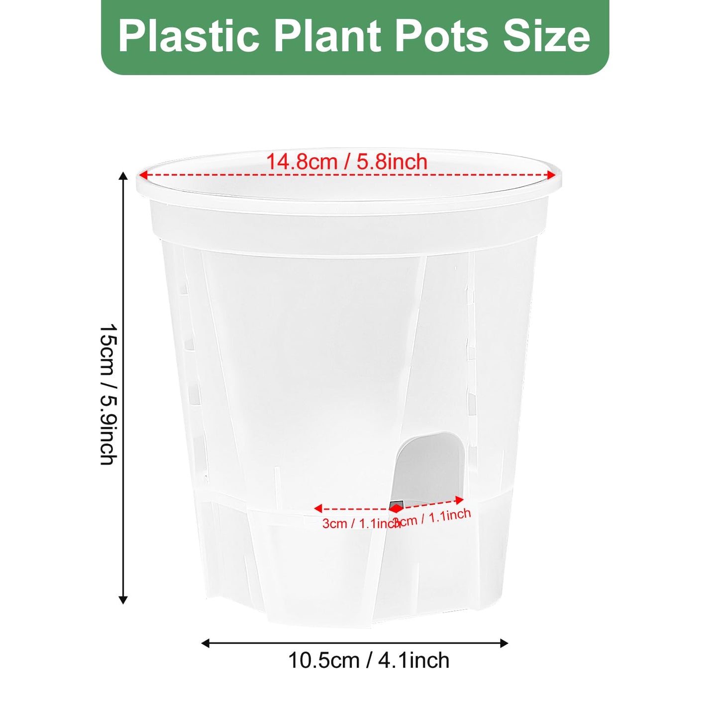 IWTTWY 3 Pack Self Watering Plant Pot, 15cm Plastic Flower Pots, Seed Seedling Pots for Indoor with Drainage Maintains, Herb Planter for Orchid, African Violet, Rose, Tulips (Clear)