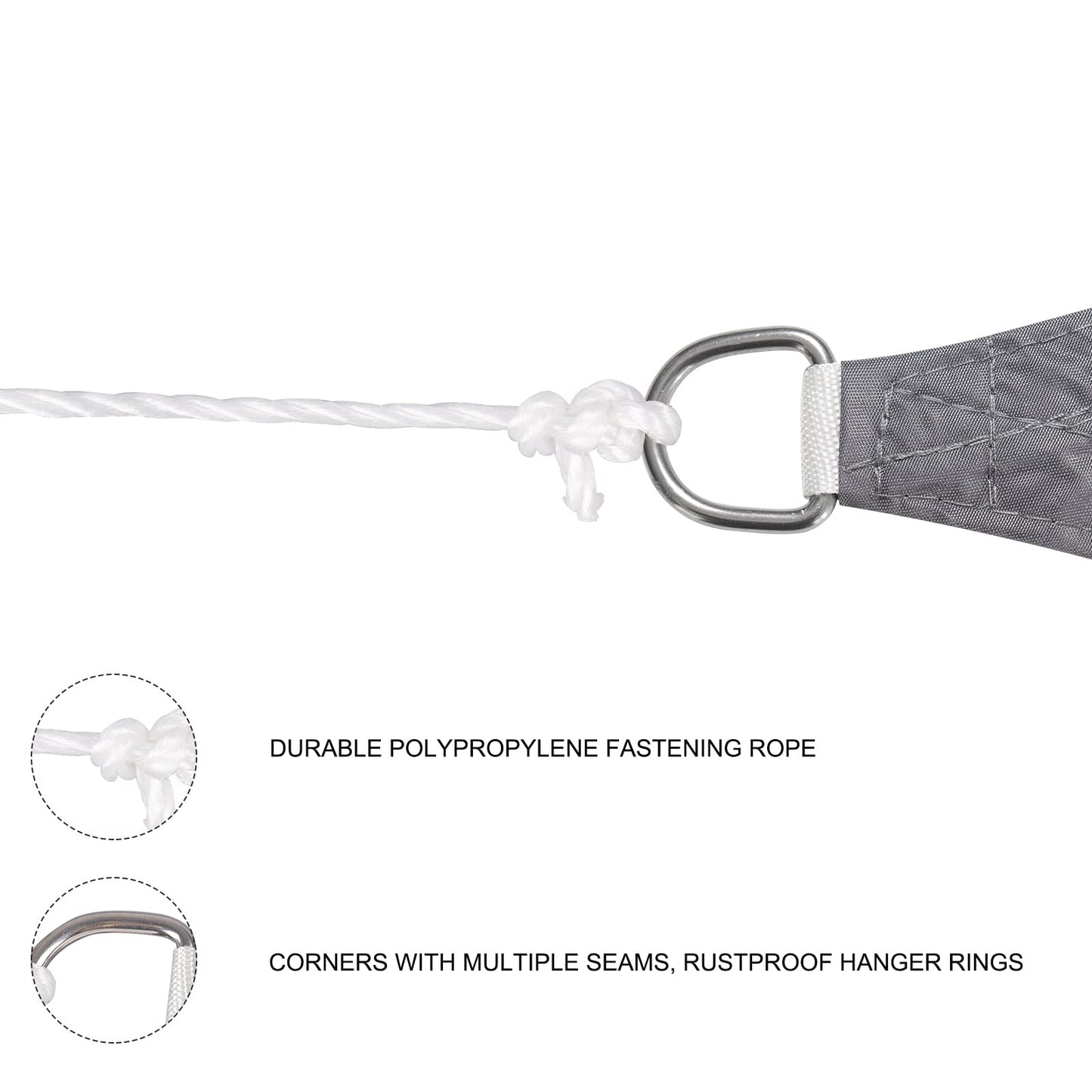 WOLTU Sun Shade Sail 2.5x2.5x3.5 m Right Angle Water Resistant Sail Shade Polyester UV Block with Free Rope Sunscreen Awning Canopy for Outdoor Garden Patio Yard Party,Grey