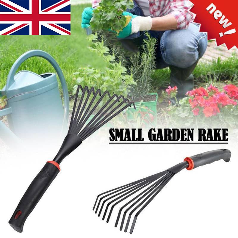 Gardening Hand Rake Leaf Rake Rakes Small Garden Rake - Heavy Duty Gardening Hand Tool with Hang Hole - Lawn and Yard Tools