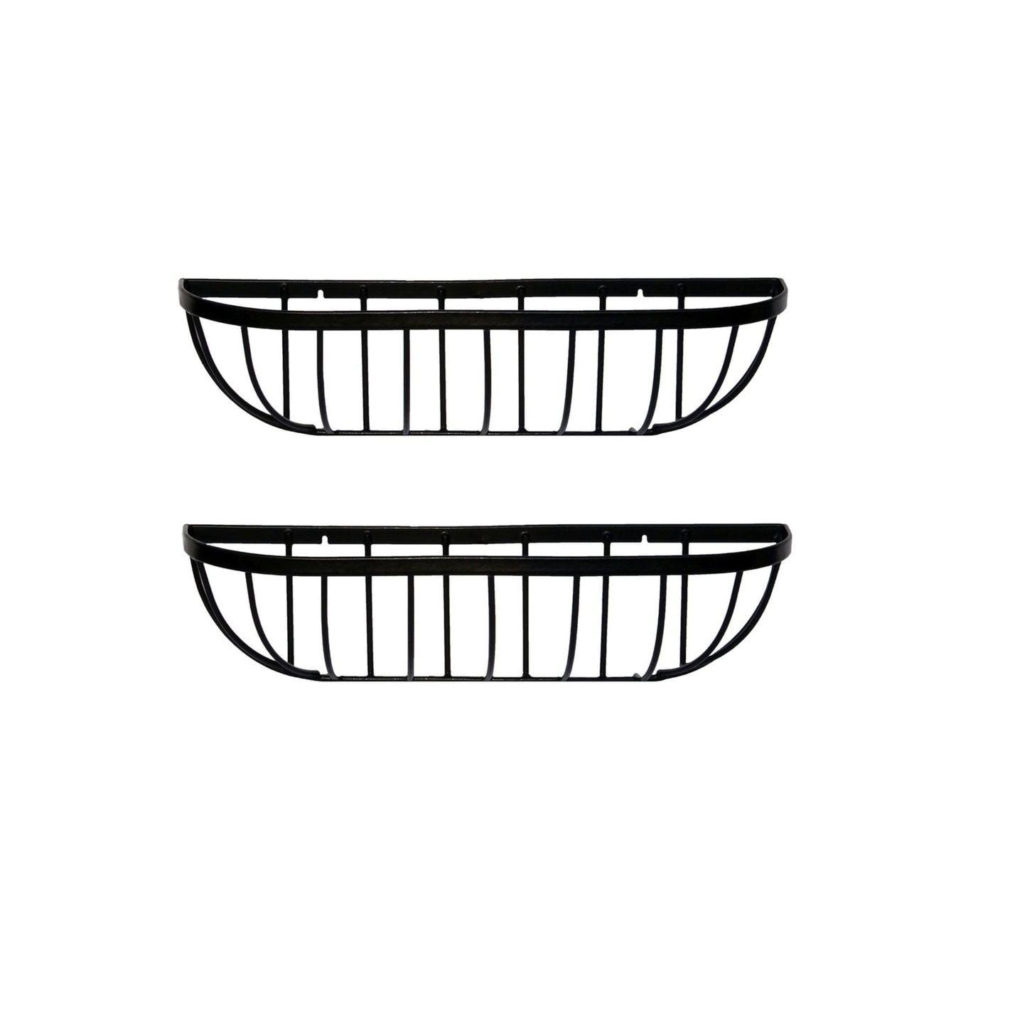 2 x 24 Inch Wall Trough Planter Black Wrought Iron Wall Mounted Garden Flower Basket