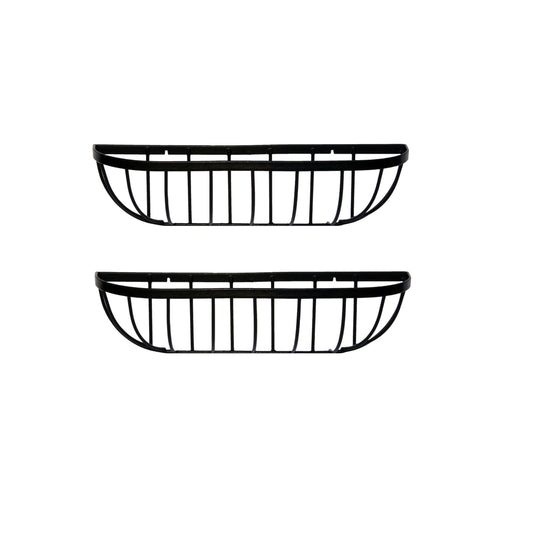 2 x 24 Inch Wall Trough Planter Black Wrought Iron Wall Mounted Garden Flower Basket