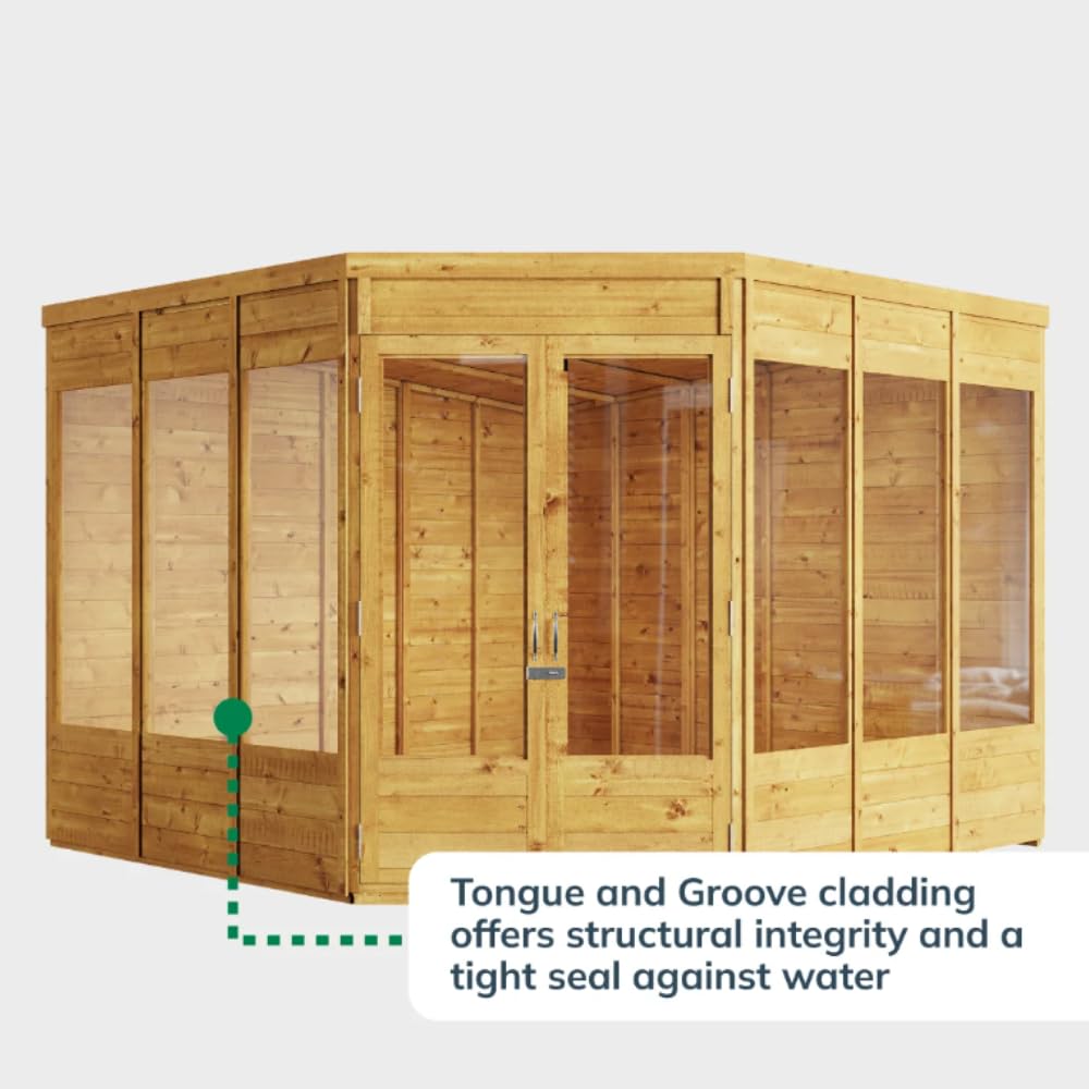 BillyOh Corner Summerhouse Log Cabin 7 x 7 Garden Storage Shed Wooden Summer House Sheds Picton Summerhouses Pressure Treated Available (Spray Treated, 7x7)