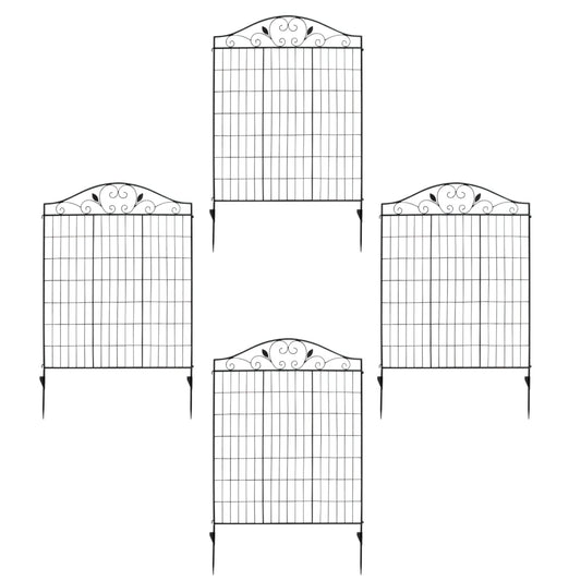 GiantexUK Metal Garden Fencing, Outdoor Decorative Wire Patio Fence, Folding Flower Bed Border Animals Barrier (56in x 12ft)