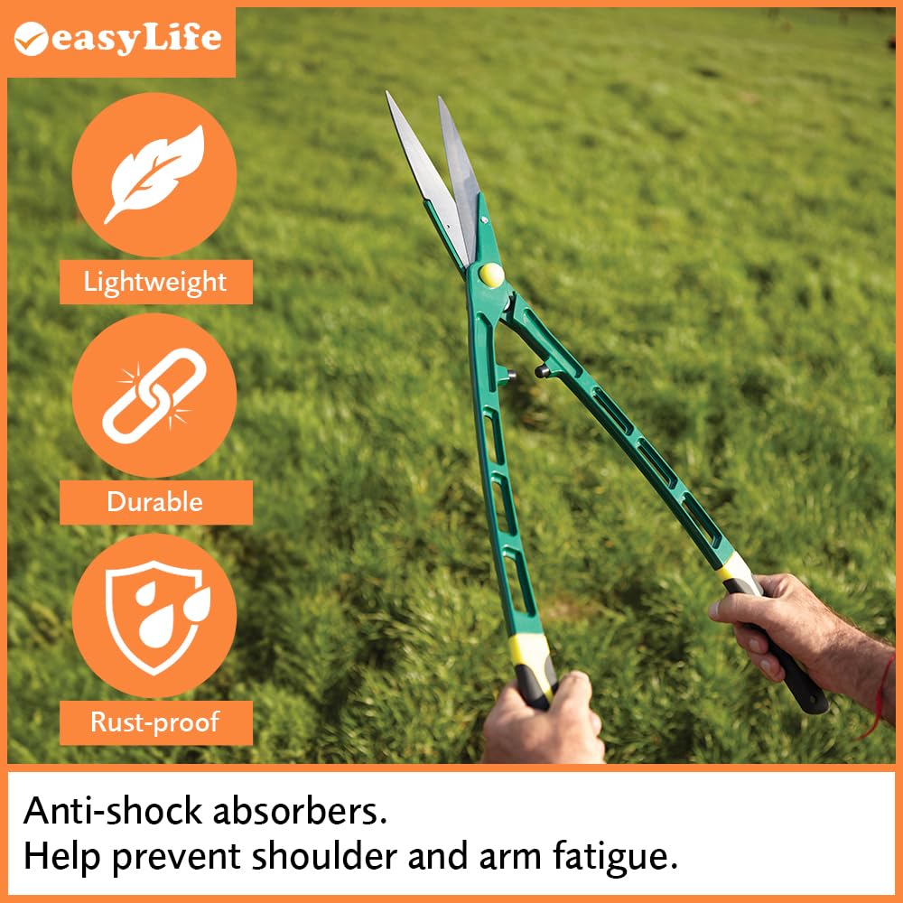 easylife lifestyle solutions Lightweight Garden Hedge Shears | Light Weight Garden Hand Tool | Blade Trimming Hedges Shrubs Trees | Extra Long Reach, Well Balanced | 67cm Extra-Long