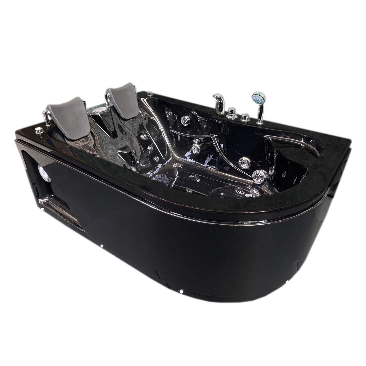 Whirlpool Bath TUB SPA Corner Bathtub 2 Persons HOT TUB 150x150cm Black Havana