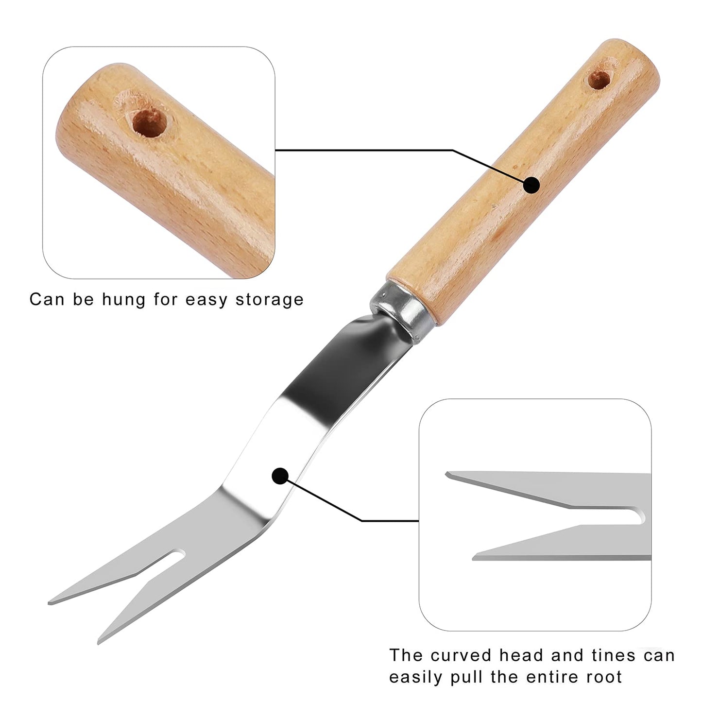 Garden Weeder Hand Weeding Tool Weed Removal Stainless Steel Handle Weed Deep Digger Grass Lawn Trimming Remover Fork Puller for Weeds Eradicate
