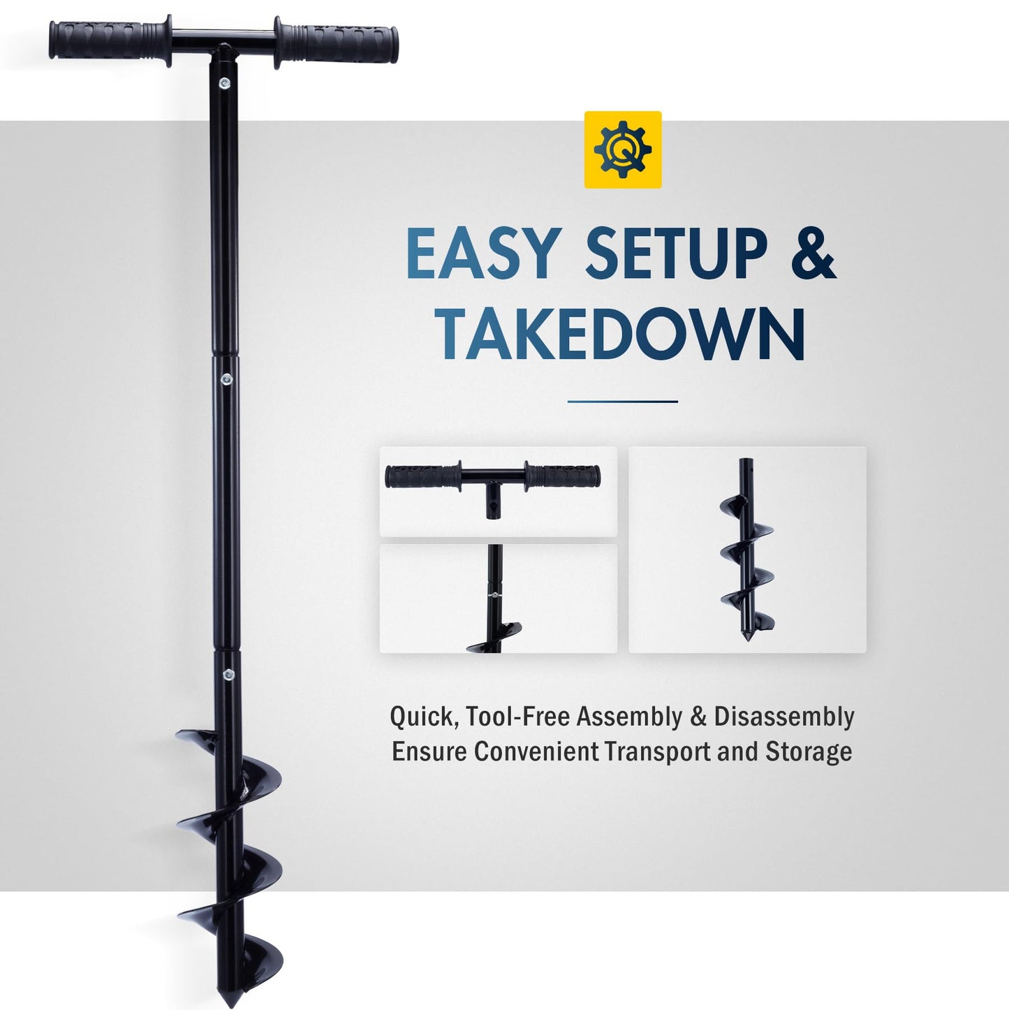 CO-Z 86cm Manual Post Hole Digger, Fence Post Auger for Gardening, Post Hole DiggerTools with 24cm Auger Drill Bit Extension Rods Handle, Post Hole Fence Manual Hand Drill Digger Earth Auger