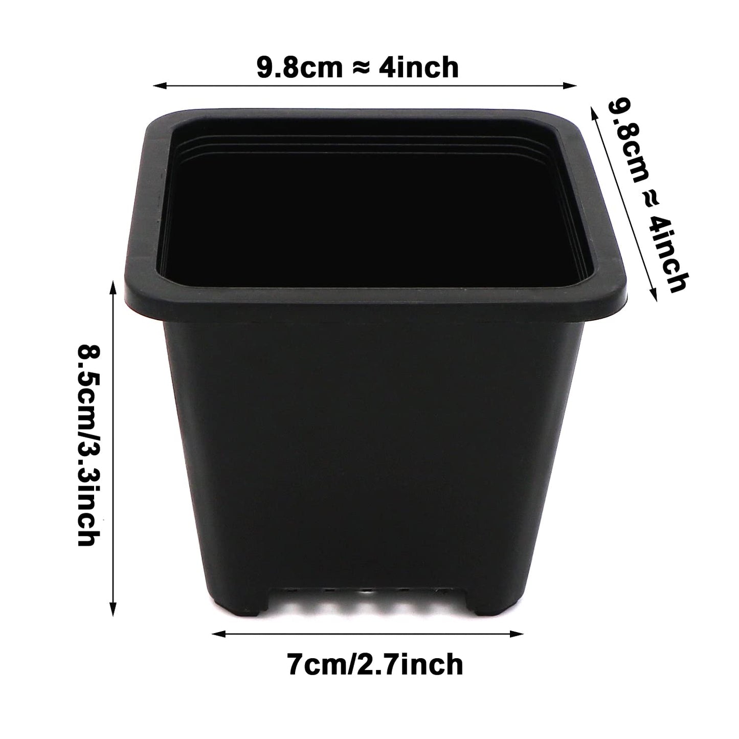 GGOUPTY Plastic Square Plant Pots 10 cm 30 Pcs Succulent Planter Nursery Pots for Flower Staring Seedling