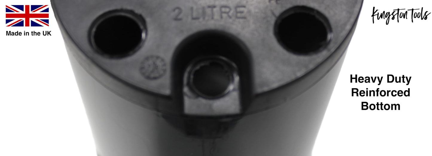 Kingston Tools 10x Extra Tall & Deep Premium 2L Black Plant Pots Recycled Plastics Made in the UK