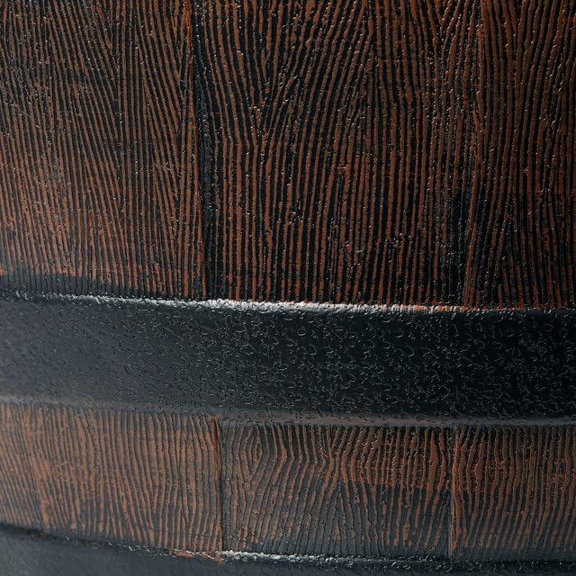 Muddy Hands Extra Large 50 Litre Dark Brown Wooden Barrel Effect Plant Pot Round Outdoor Garden Flower Tree Plastic Planter (Diameter: 56cm - Height: 34cm)