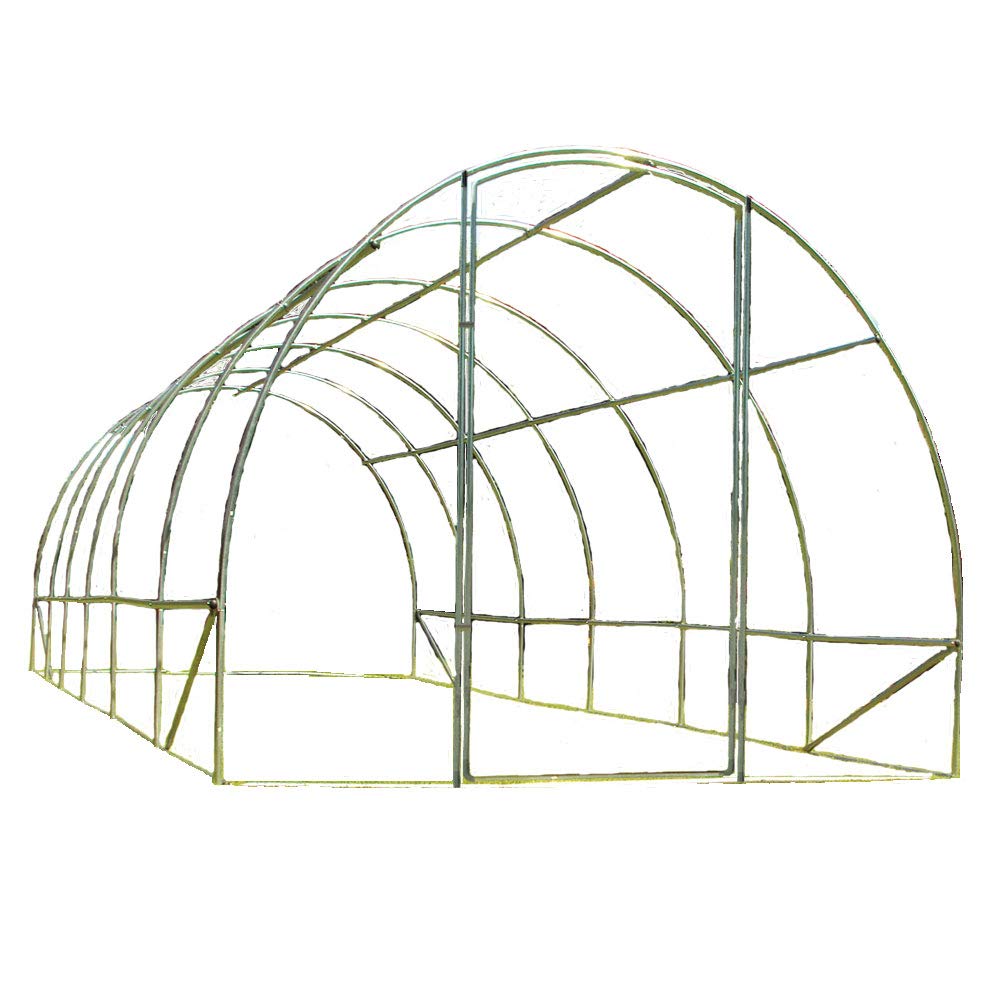 Frame Only 6m x 3m Polytunnel"Strongest In It's Class" a fully Galvanised Structure with more Diagonal & Roof Bracing than all others. Metal Hinged Door | Groundbar Kit.