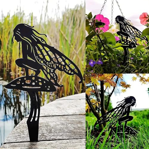 JGZTJXNK Garden Decoration Fairy Metallic Flower Fairy 3-piece Set Suitable for Yard, Lawn, Flower Bed Decoration Gifts