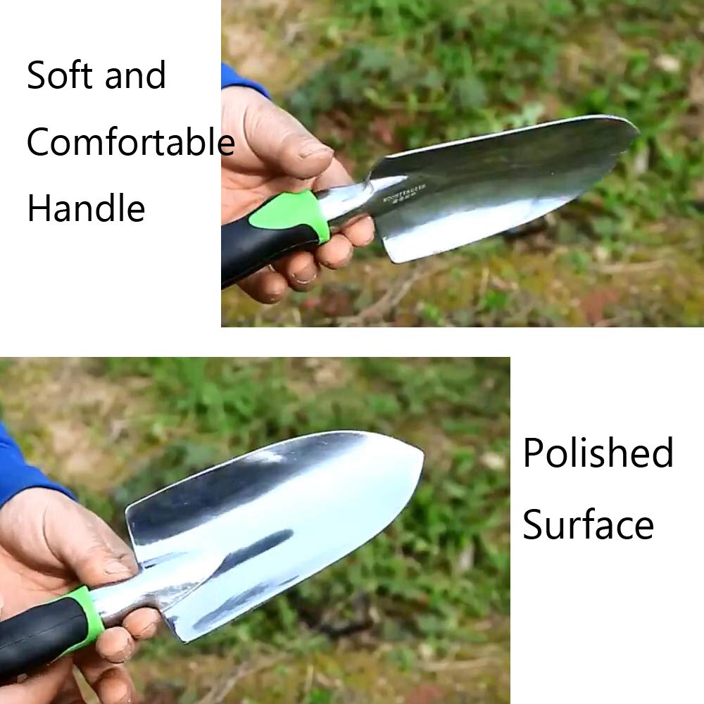 IDISON Garden Trowel & Hand Wide Shovel Pointed with Soft Rubberized Non-Slip Ergonomic Handle for Planting, Transplanting, Weeding, Moving and Smoothing Soil - Gardening Gift