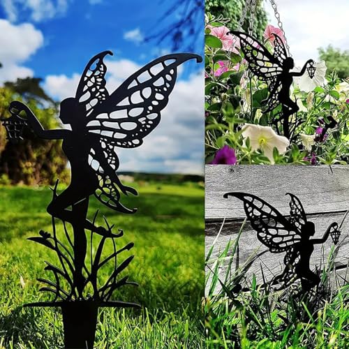 JGZTJXNK Garden Decoration Fairy Metallic Flower Fairy 3-piece Set Suitable for Yard, Lawn, Flower Bed Decoration Gifts