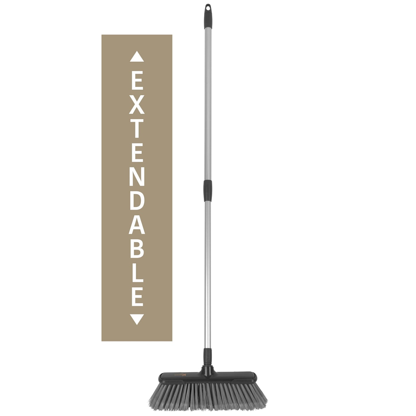 Kleeneze KL028107EU7 Soft Indoor Broom - Non Scratch Bristles, Indoor Floor Sweeping Brush, Suitable for Hard Floors, 120cm Extendable Stainless Steel Handle, Hanging Hook, Grey, 100 Years Edition