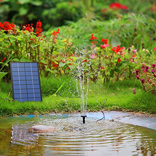 AISITIN Solar Fountain Pump, 2.5W Solar Powered Water Pump Solar Panel Kit Water Pump Submersible Pump Solar Powered Water Feature with 6 Nozzles and Transparent Hose for Pond,Fountain,BirdBath,Garden
