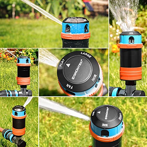 GRÜNTEK Circular Sprinkler on metal spike. Sector sprinkler lawn sprinkler settings 30 °- 360 ° for large surfaces and optimal garden irrigation. Covers up to 452 m².