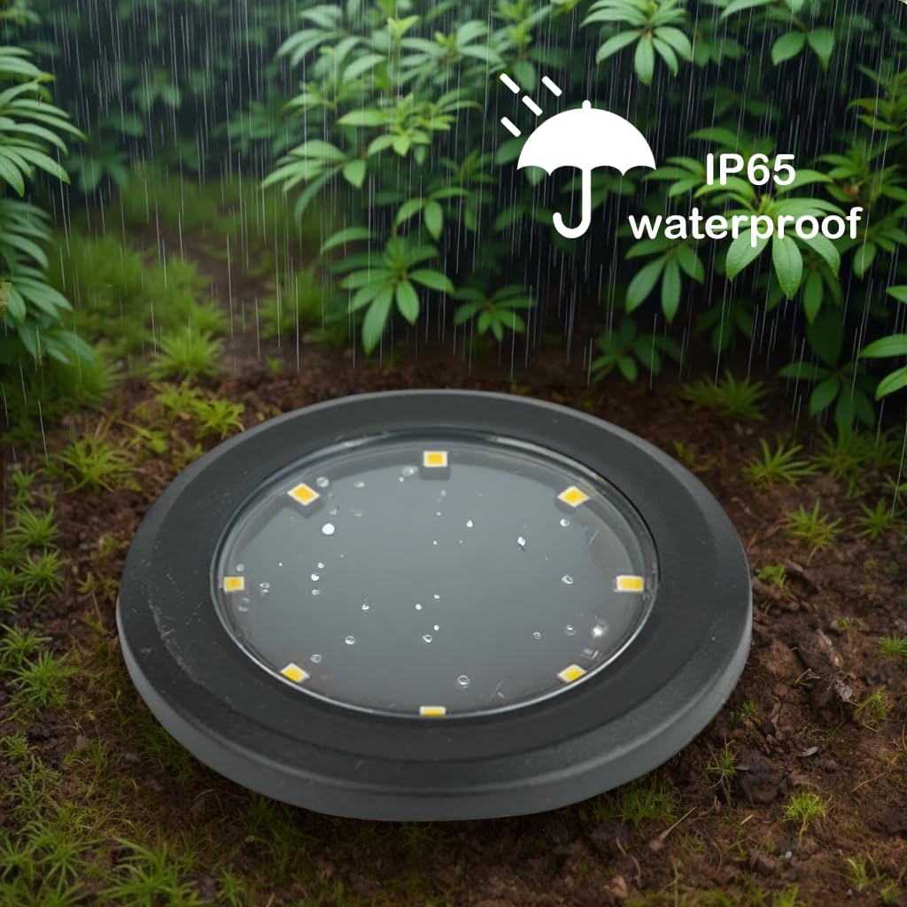 Hqynss Solar Floor Lights,8 Pack LED Outdoor Garden Lights,IP65 Waterproof Solar Decking Light for Garden, Land, Grass, etc.(Warm White)