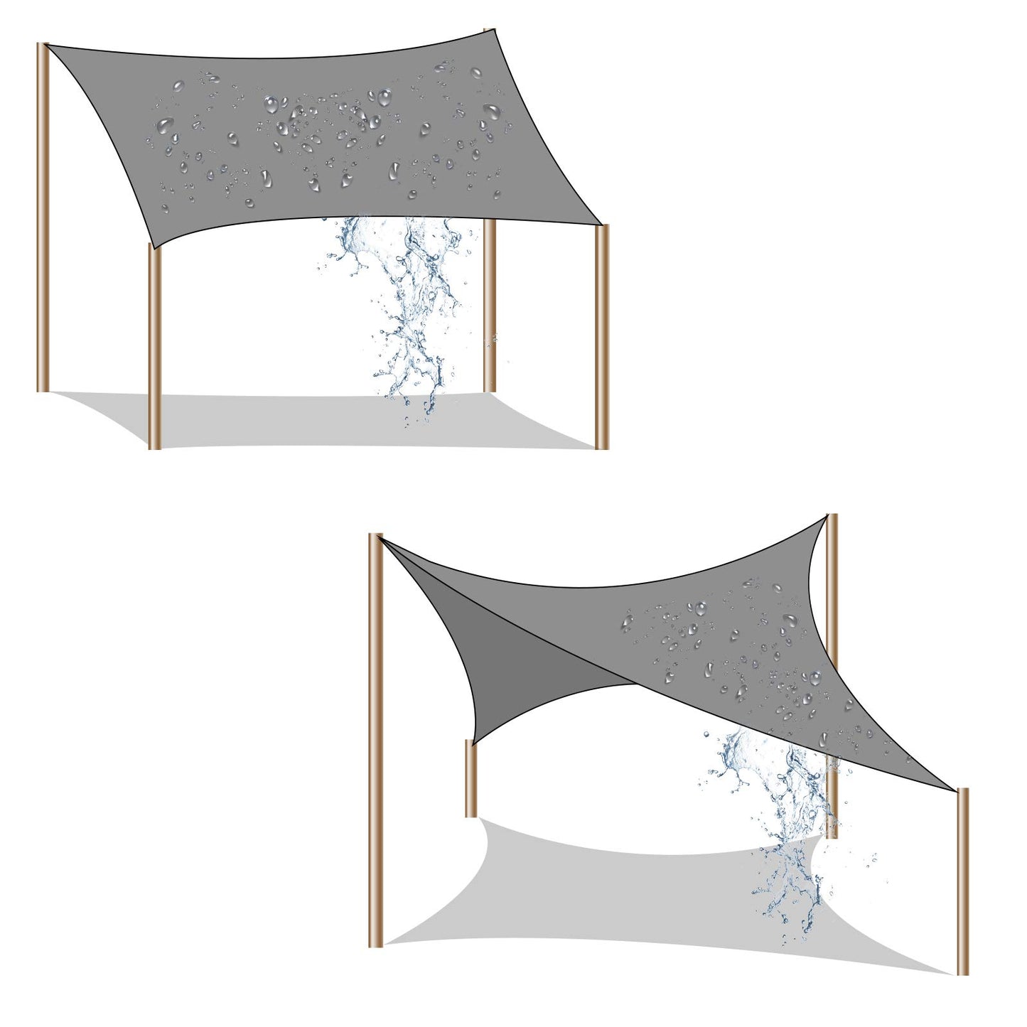 SONGMICS GSS22GY Sun Shade Sail, 2x2m HDPE Fabric Sun Protection Air Permeable Canopy for Patio Garden Balcony Camping Square Concave 2m Ropes Smoke Grey GSS22GY