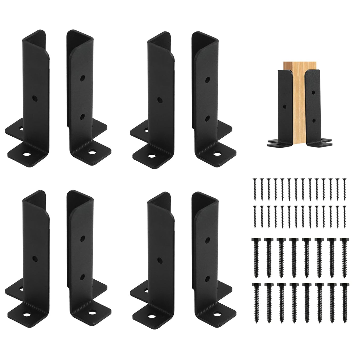 8 Pcs Fence Post Brackets, Metal Bolt Down Post Supports Adjustable Deck Post Anchor Brackets Fit 1.5x1.5,2x2,2x4,4x4 Post, Heavy Duty Fence Post Holder Support Base for Deck Railing Mailbox(2.8mm)