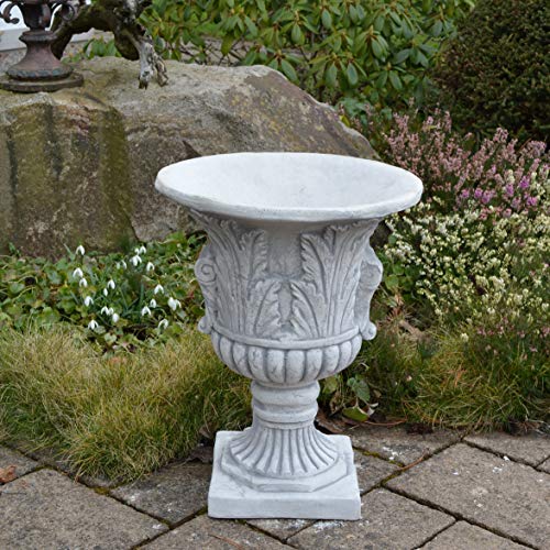 gartendekoparadies.de Flower vase in an antique look, planter made of cast stone, H. 46 cm, 7 liters, 19 kg, gray, frost-proof for outdoor use