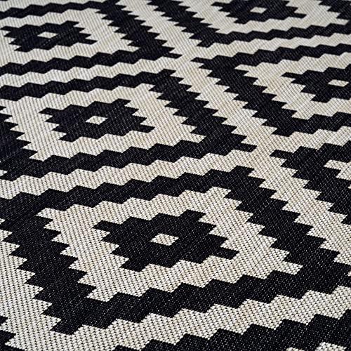 THE RUGS Outdoor Rug – Weather & UV Resistant Outdoor/Indoor Area Rugs - Durable Rugs for Patio, Deck, Garden, Kitchen, Bathroom or Living Room - Black, 80 x 150 cm