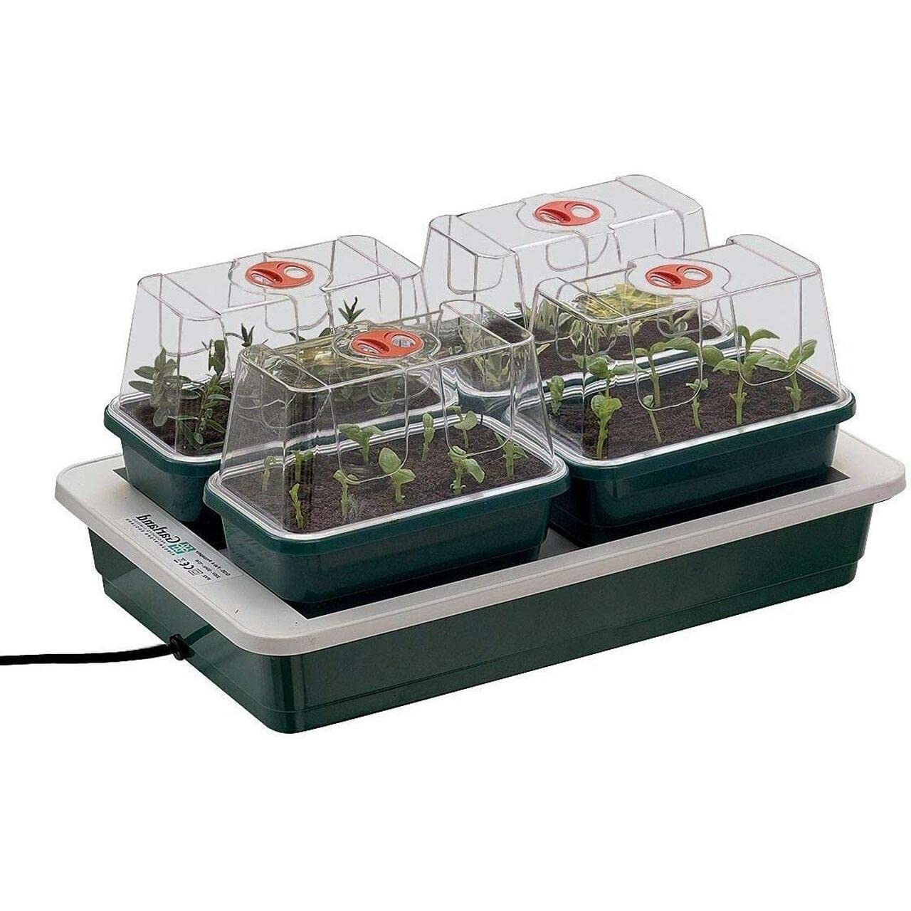 AMOS Eezy Grow 4 Propagator – Electric Heated Seed Starter for Faster Germination & Rooting Indoor Plant Growing Kit with Vented Lids Ideal for Seeds, Herbs & Cuttings