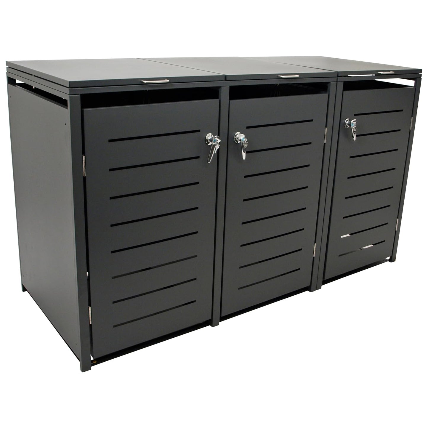 DEGAMO Cologne Wheelie Bin Box for 3 x Bins 120 and 240 Litres Galvanised Steel Anthracite