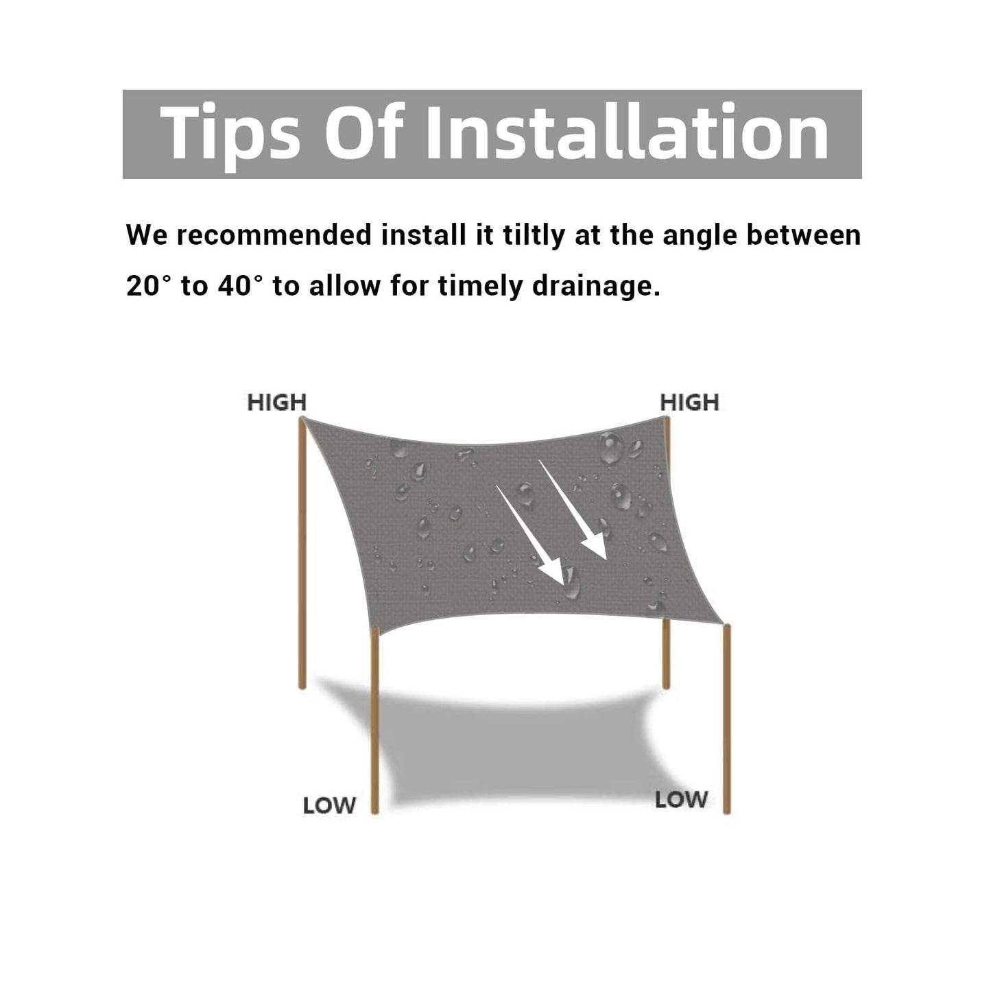 HOMPER 2x3M Sun Shade Sail Waterproof Rectangle(Grey), 95% UV Block Garden Sunscreen Awning Canopy with Free Rope, Breathable Patio Sail pergola for Outdoor Party