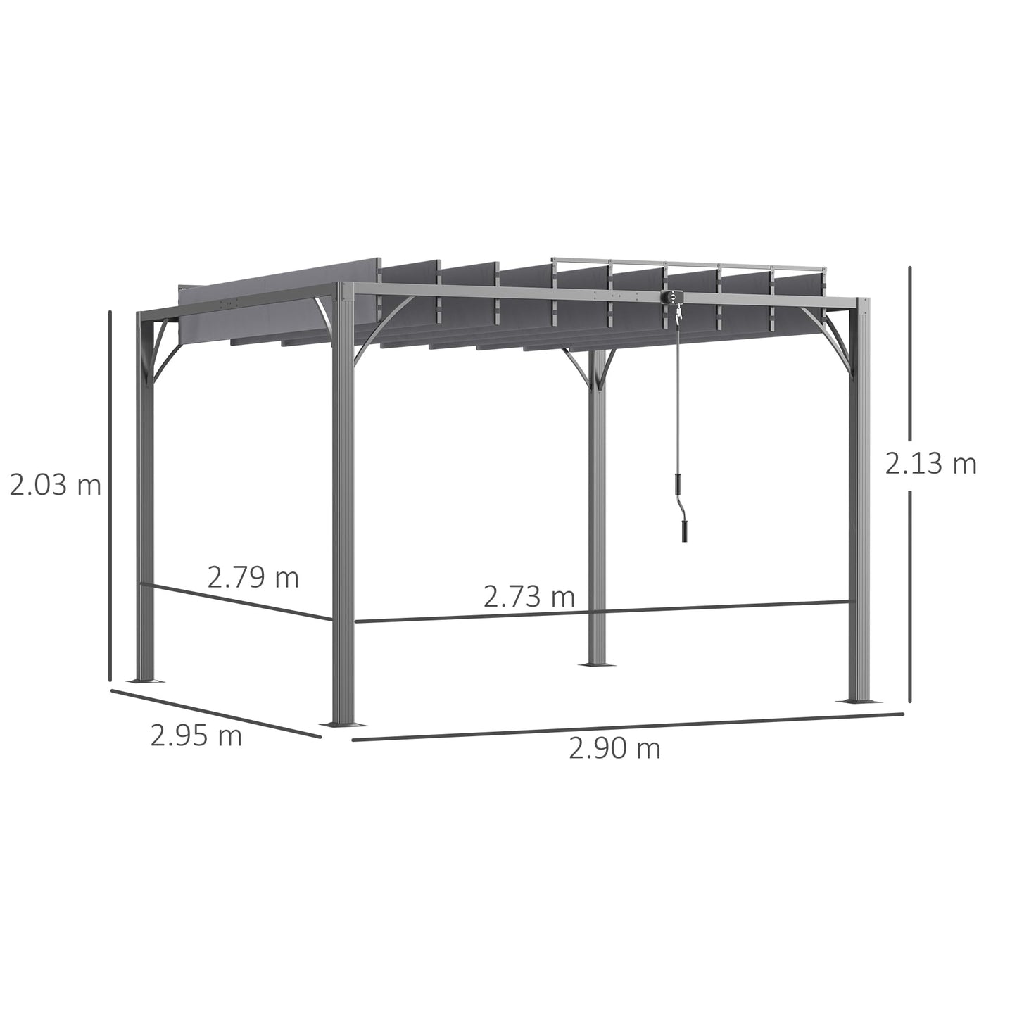 Outsunny 3 x 3(m) Outdoor Louvered Pergola with Adjustable Roof, AluminIum Patio Gazebo Canopy with Ground Stakes for Patio, Lawn, Garden, Grey