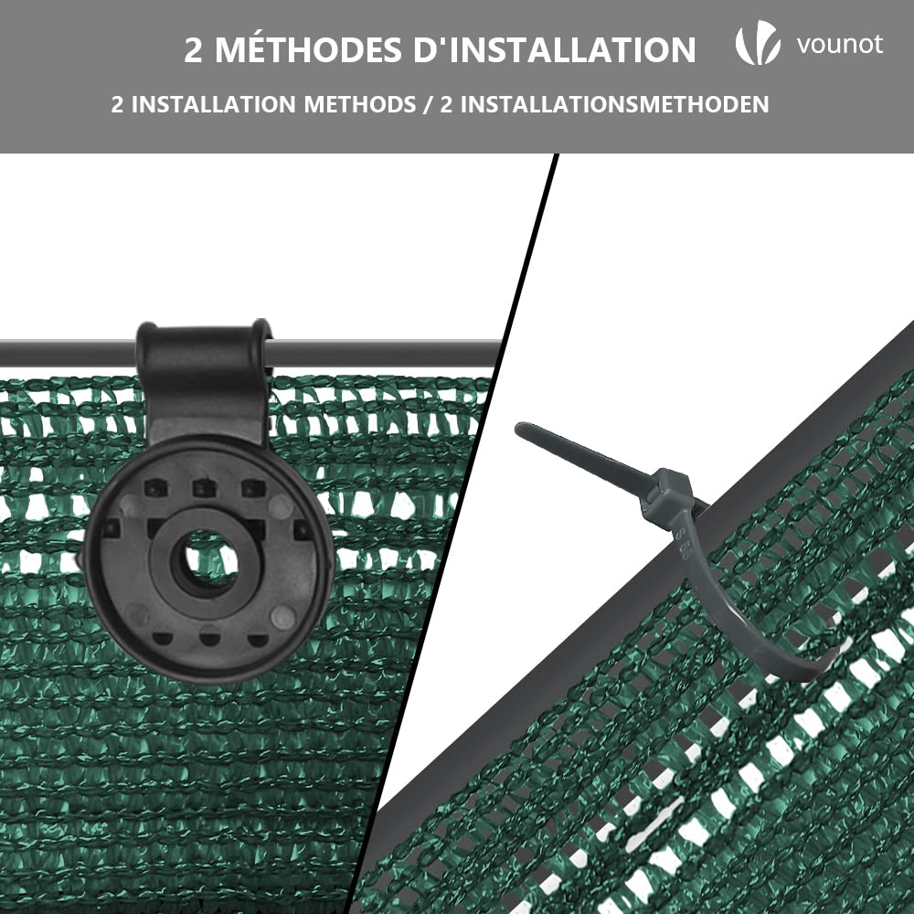 VOUNOT® Privacy Netting 1.8×10m Garden Screening 150 g/m² HDPE Shading Net, 85% Shading Rate UV-resistant, Tear-Resistant Windbreak Fencing with Holes and Cable Ties, Green