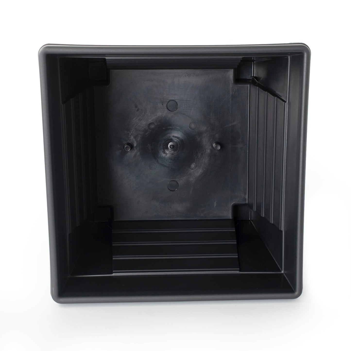 Thumbs 32cm Diameter Square Planter, Black | Large Plastic Plant Pot for Indoor House Plants & Outdoor Flowers | Herb Garden 28cm Tall Planter Box