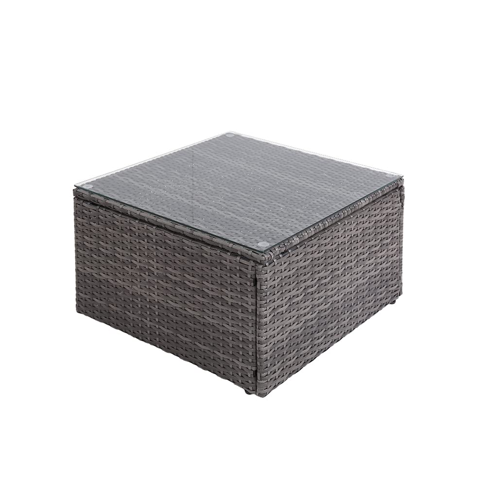 Panana Rattan Garden Furniture Set 4 Seater Wicker Patio Lounge Sofas Chairs Coffee Table Cushions Sectional Modular Combination for Outdoor Backyard Poolside (Mixed Grey Wicker with Grey Cushions)