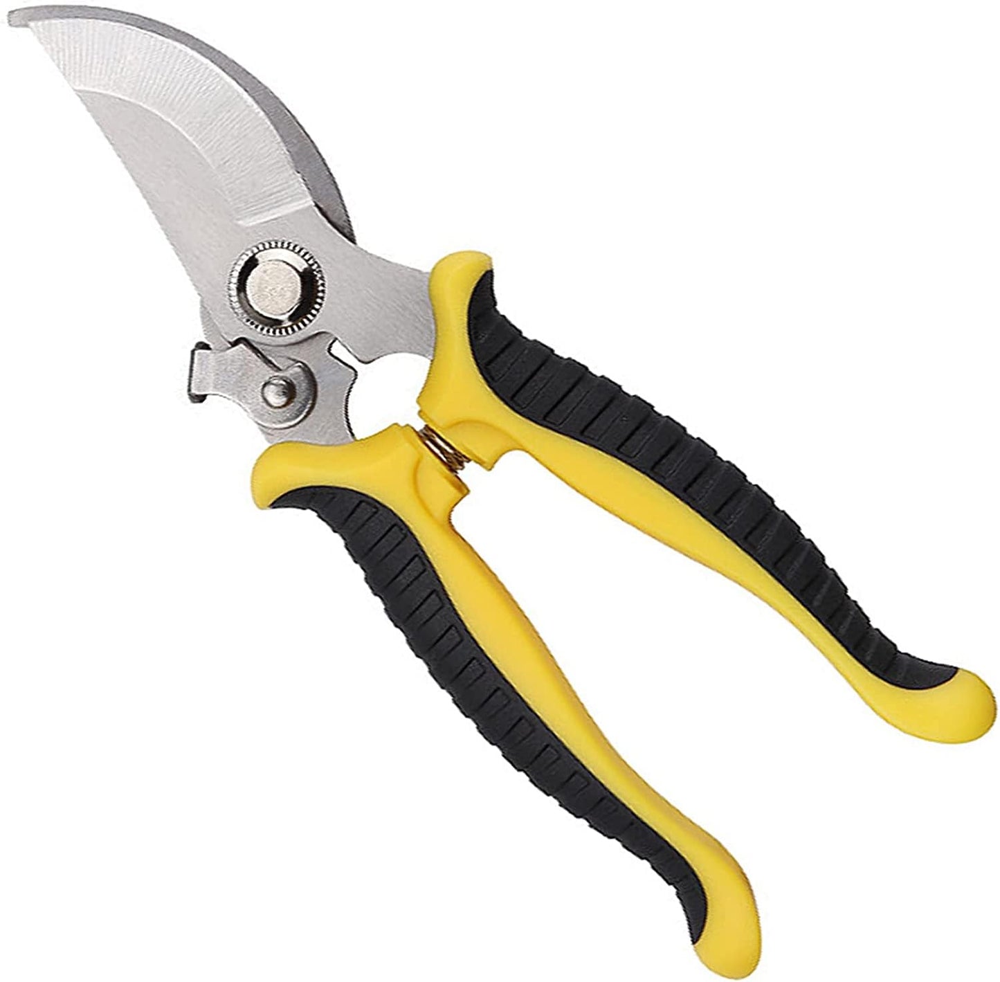 MOPPRO Garden Shears, Secateurs & Pruning Scissors, Mitre Shears, Florist Scissors, Snips, Trimmer, Clippers with Locking Handle, Gardening Gifts for Men (Yellow)