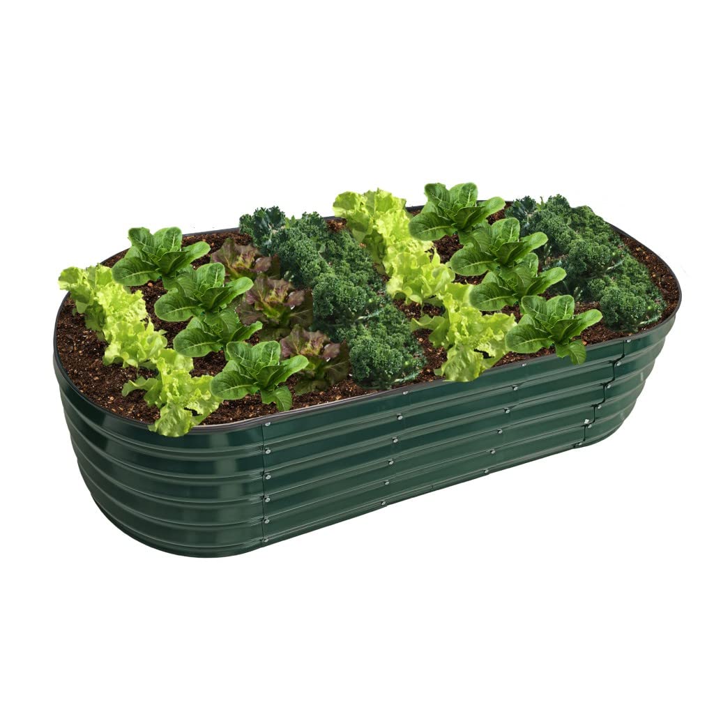 Garden Gear Galvanised Metal Raised Vegetable Flower Planter Trough Grow Bed Box Set up Six Shapes Outdoor Herb Garden in Hunter Green (Hunter Green x2)