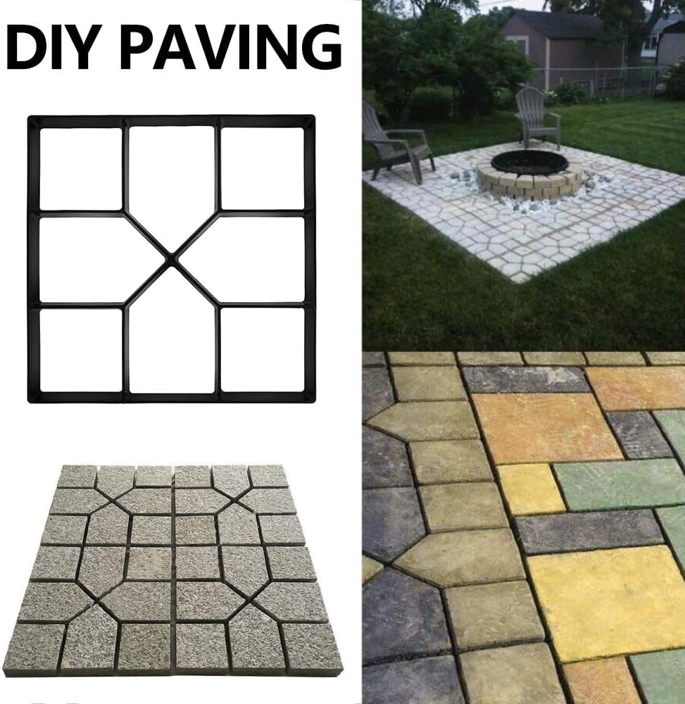 Ejoyous Concrete Moulds Outdoor Garden, DIY Walkway Maker Mold Stepping Stone Paving Pavement Mold Reusable Tool, Concrete Cement Stone Paving Moldfor Garden Driveway Backyard Patios Decor