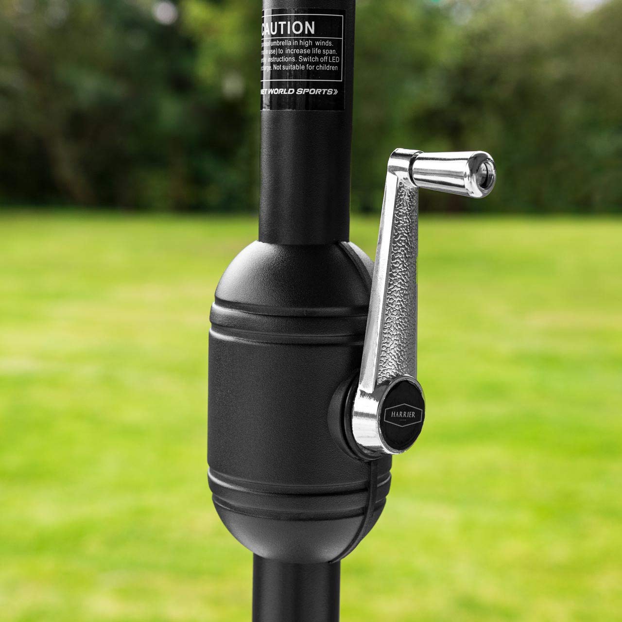 Harrier 2.7m Garden Parasol with Crank Handle & Tilt Function [5 Colour Options] – Outdoor Garden Patio Umbrella with Optional Waterproof Cover (Black, Parasol Only)
