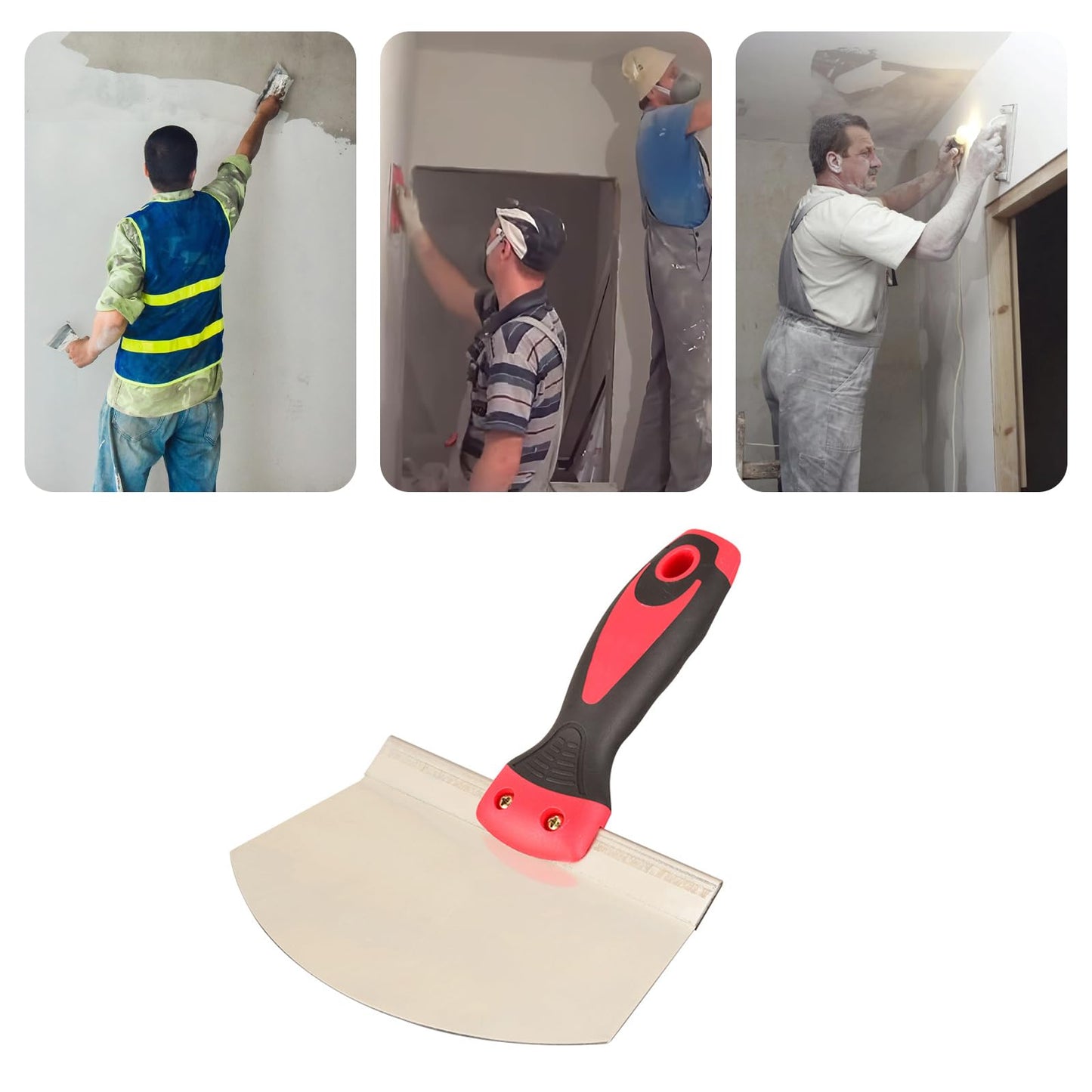 IUSOT Scraper Blade Bucket Scoop, Bucket Trowel, Stainless Steel Bucket Scoop for Paint, Curved Contoured Blade Soft Comfort Grip Handle for Decorating, Filling, Drywall, Plaster, DIY Projects