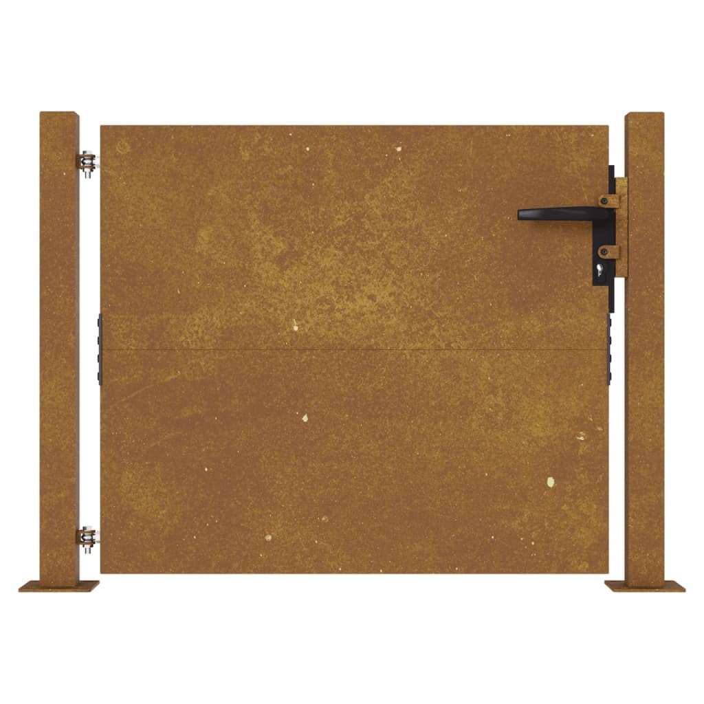 vidaXL Garden Gate in Corten Steel - Weathering, Rustic look, Anti-Corrosive and Durable, Lockable with Stable Base - Ideal for Garden or Patio (105x105cm)