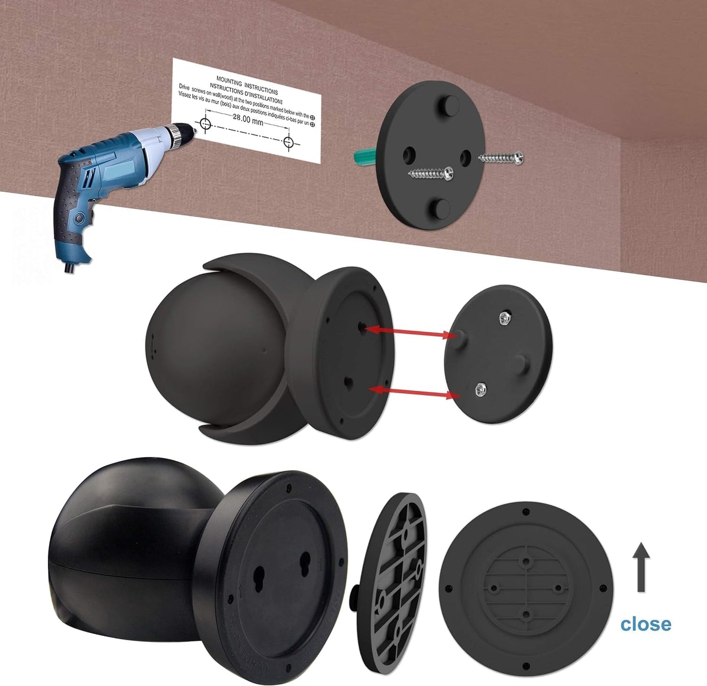 BIGLIGHT Battery Motion Sensor Spotlight Wireless Floodlight Outdoor Front Door Security Spotlight Waterproof Compact Spotlight Rotatable Wall Down Light for Driveway Hallway, 200 Lumens