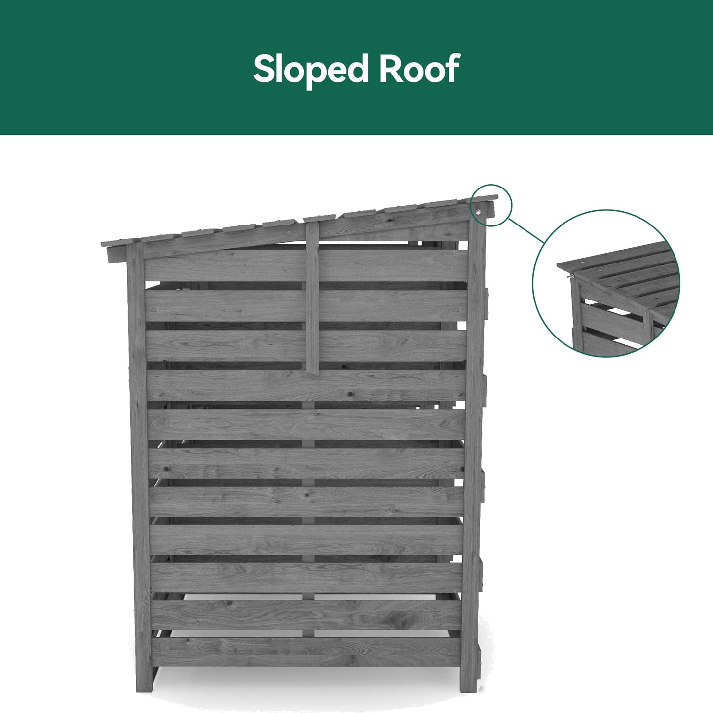 Warmiehomy Wheelie Bin Storage 3 Wheelie Bin Hideaways Outdoor Bin Shed 3 Bins Wooden Wheelie Bin Storage Garden Large Bin Store 191cm x 86cm x 122cm