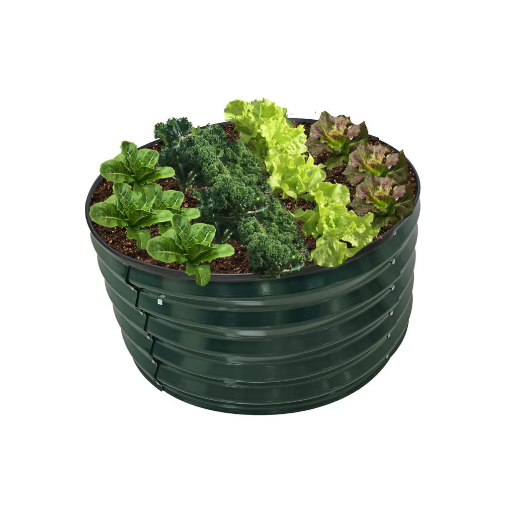 Garden Gear Galvanised Metal Raised Vegetable Flower Planter Trough Grow Bed Box Set up Six Shapes Outdoor Herb Garden in Hunter Green (Hunter Green x2)