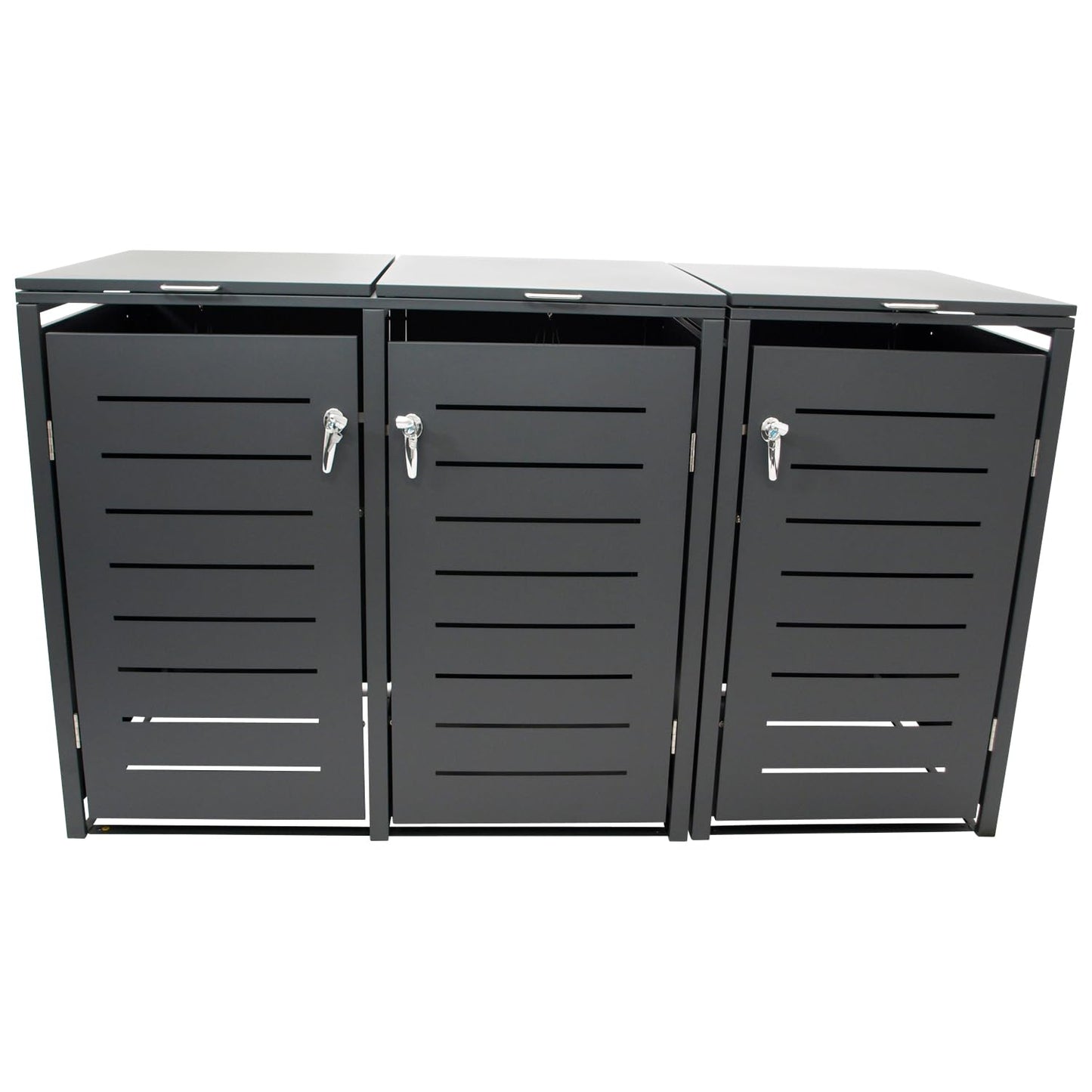 DEGAMO Cologne Wheelie Bin Box for 3 x Bins 120 and 240 Litres Galvanised Steel Anthracite