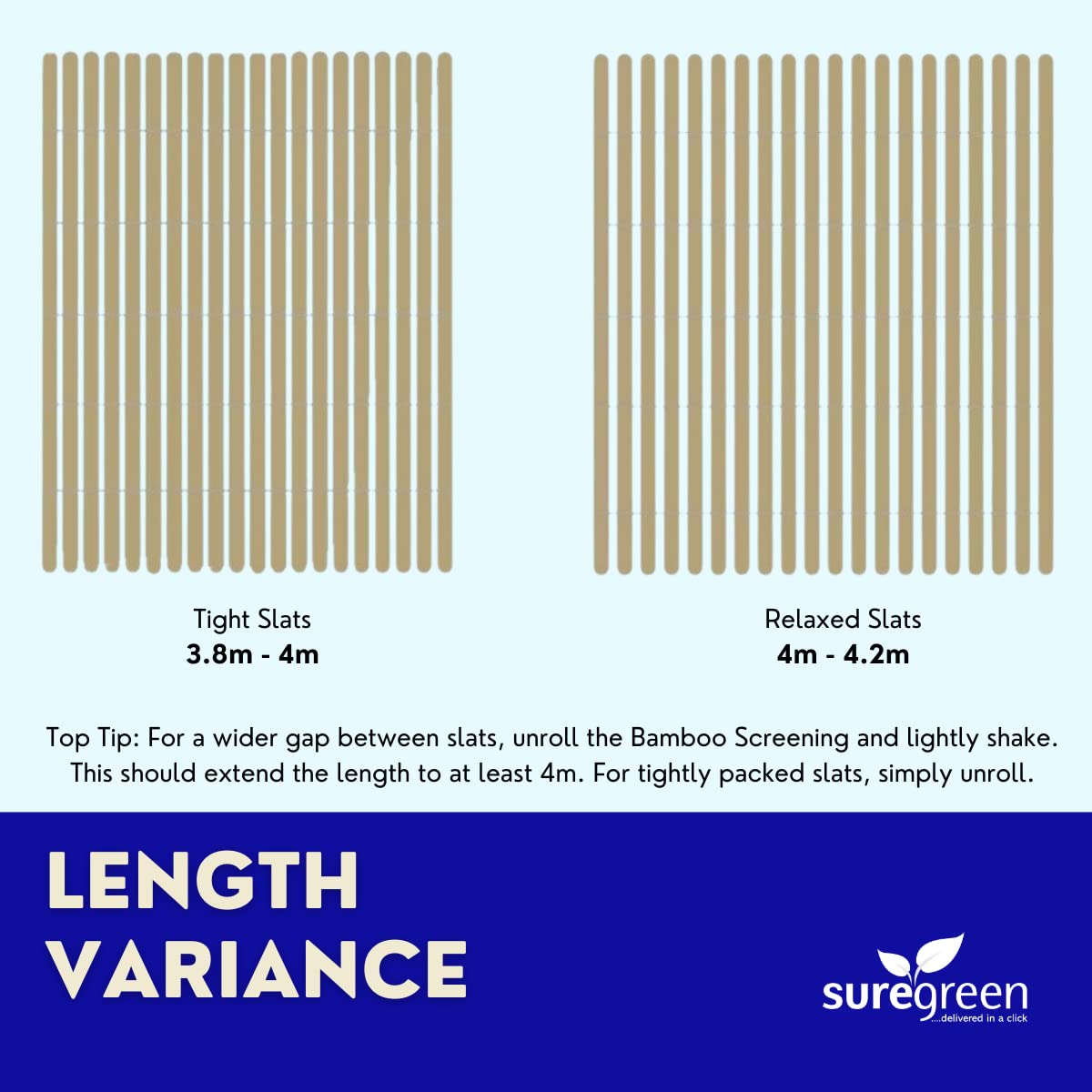 Suregreen Natural Bamboo Strong Garden Screening for Privacy and Outdoor Fencing | 2m x 4m